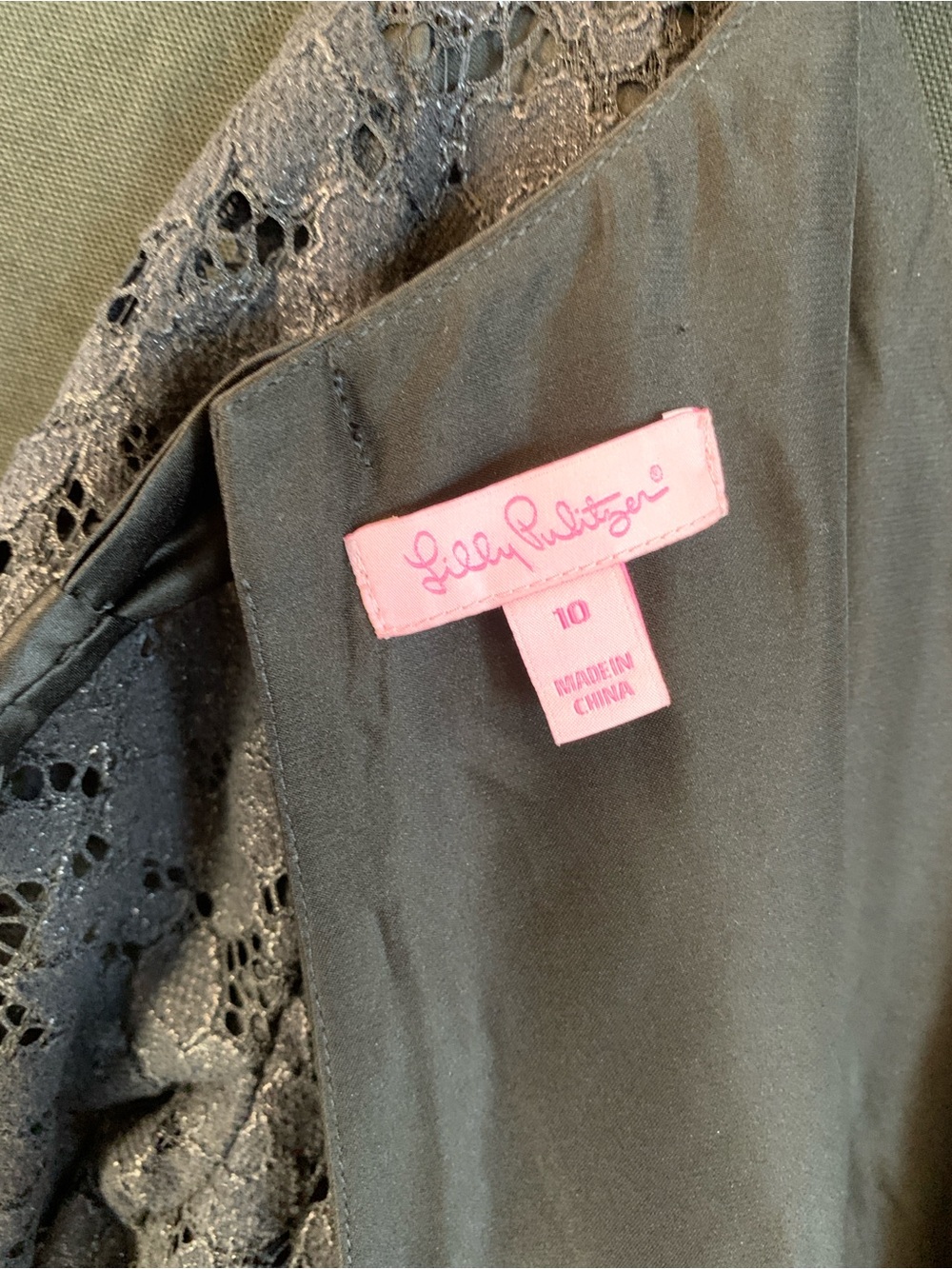 Lilly Pulitzer Black Lace Shift Dress w/Satin Trim & Bow Detail - Size 10 - Picture 8 of 16